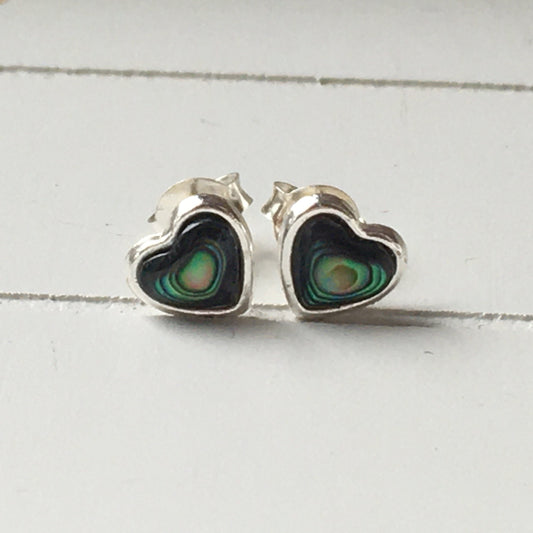 Abalone Heart Stud Earrings